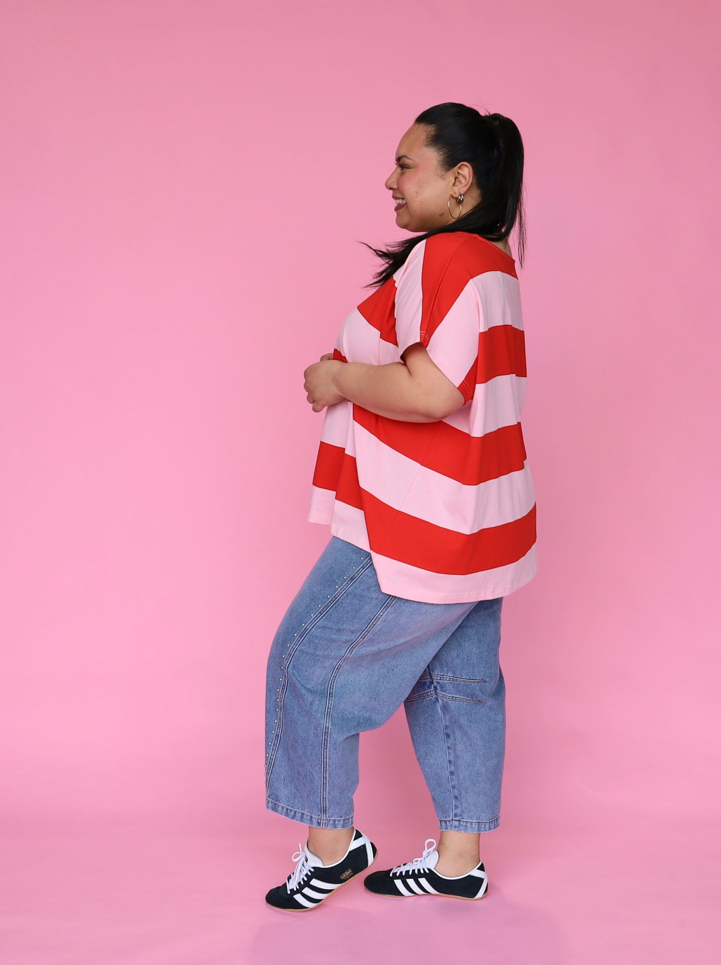 Just A Girl Tee - Chilli Stripe