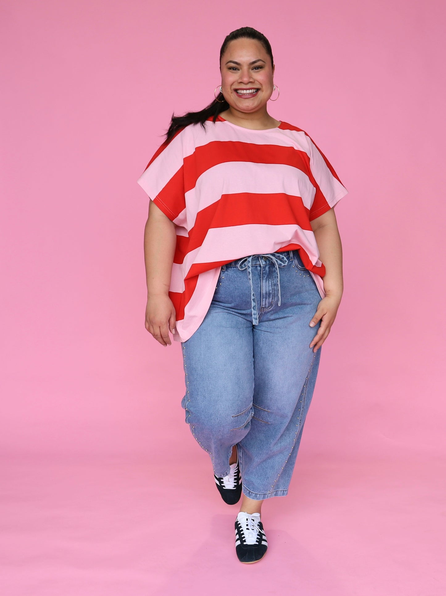 Just A Girl Tee - Chilli Stripe