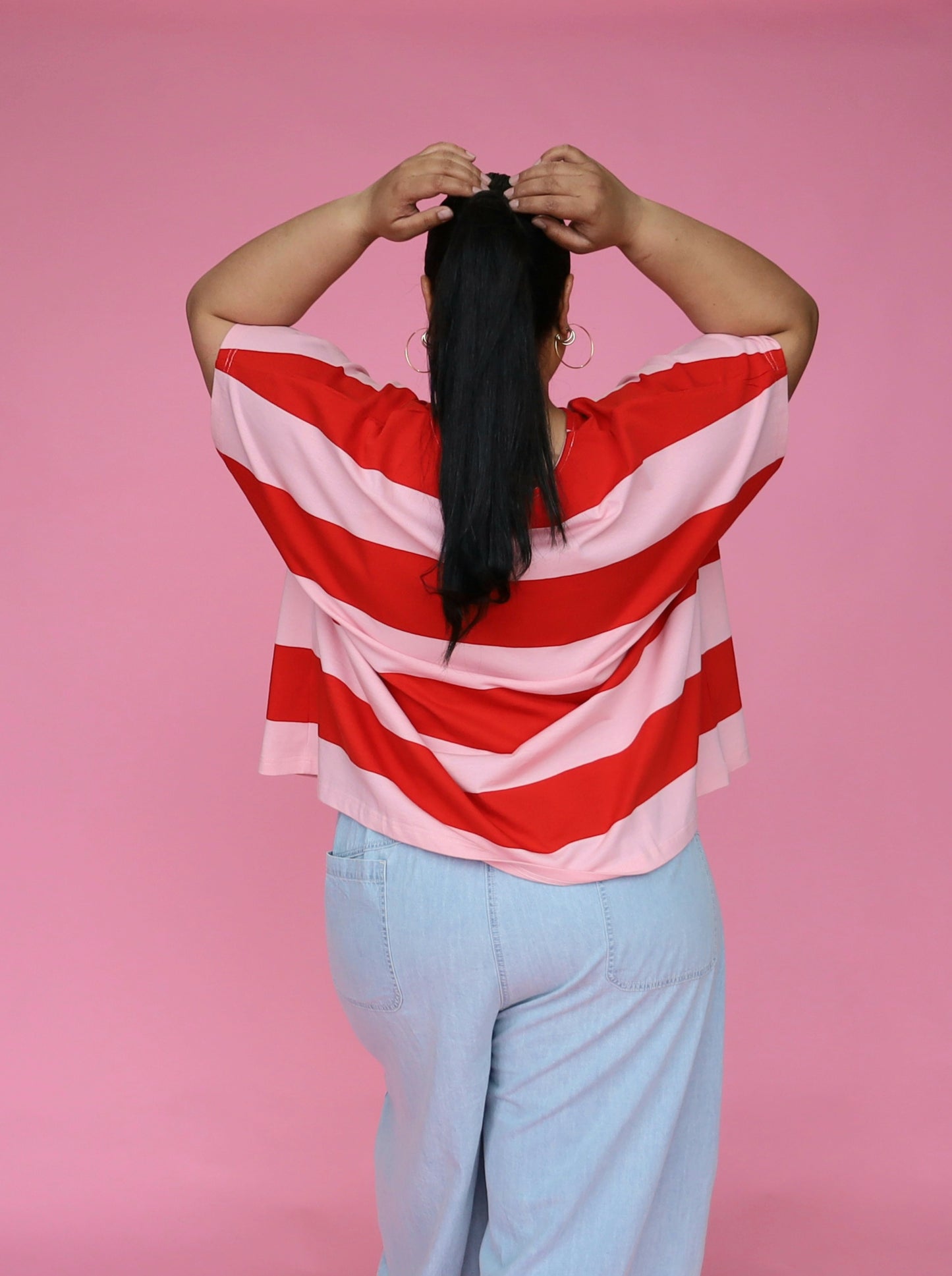 Just A Girl Tee - Chilli Stripe