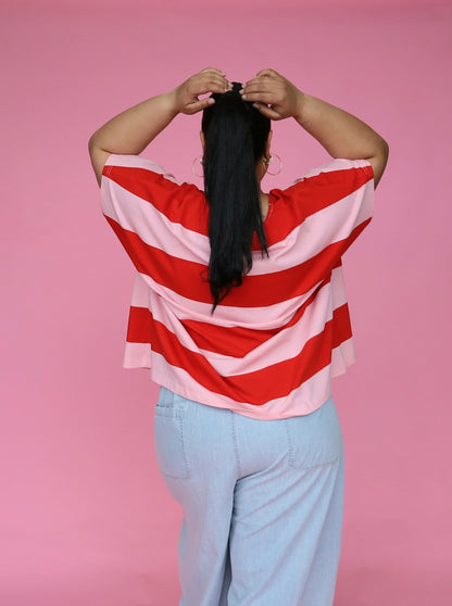 Just A Girl Tee - Chilli Stripe