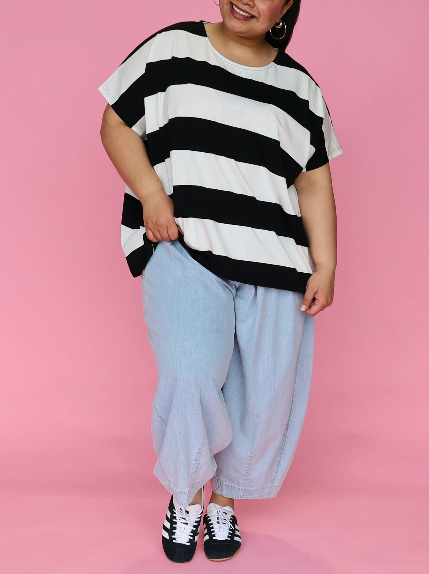 Just A Girl Tee - Black Stripe