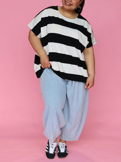 Just A Girl Tee - Black Stripe