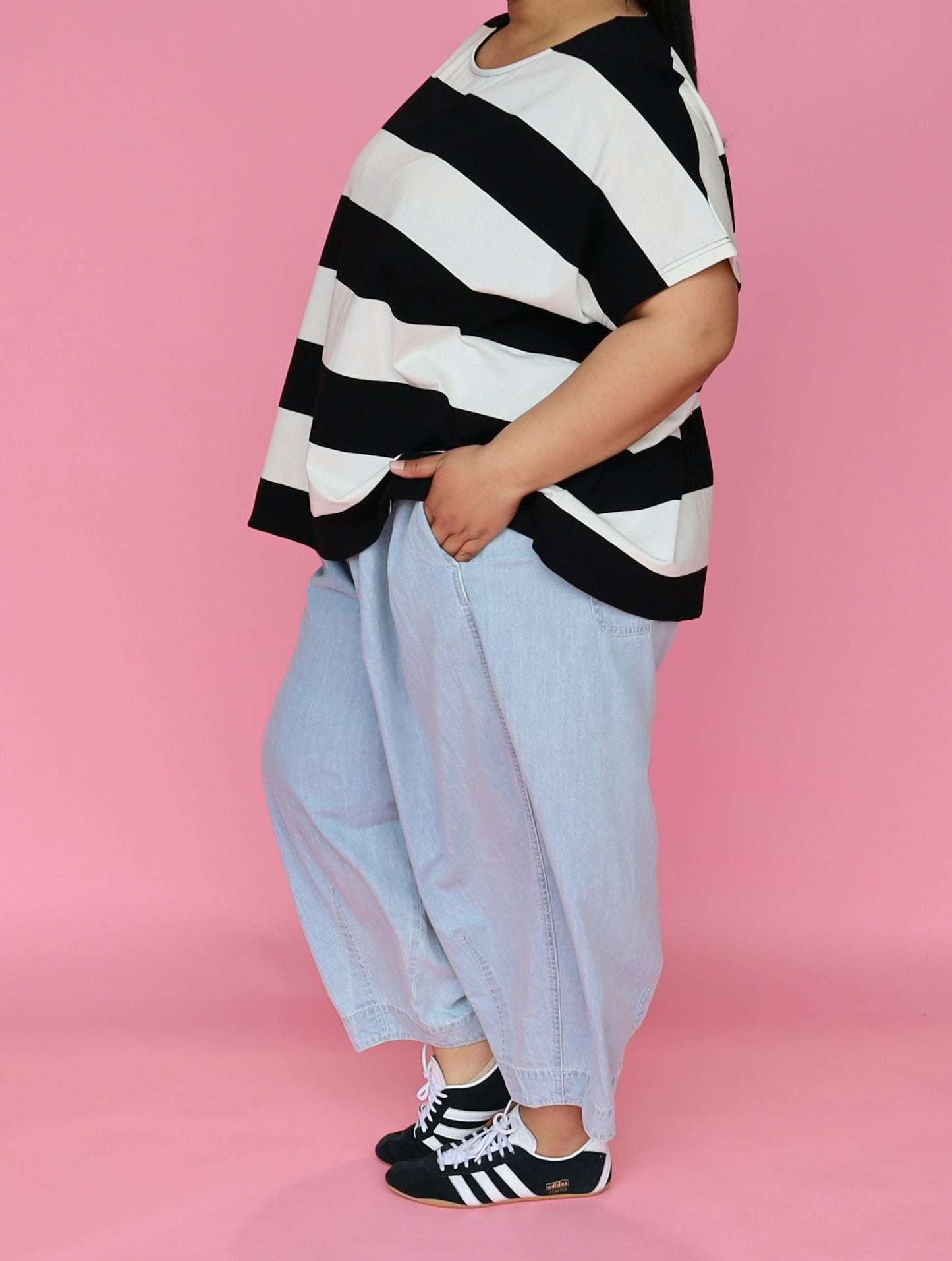 Just A Girl Tee - Black Stripe