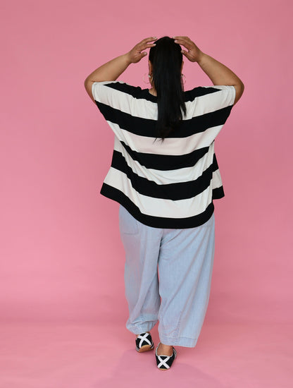Just A Girl Tee - Black Stripe