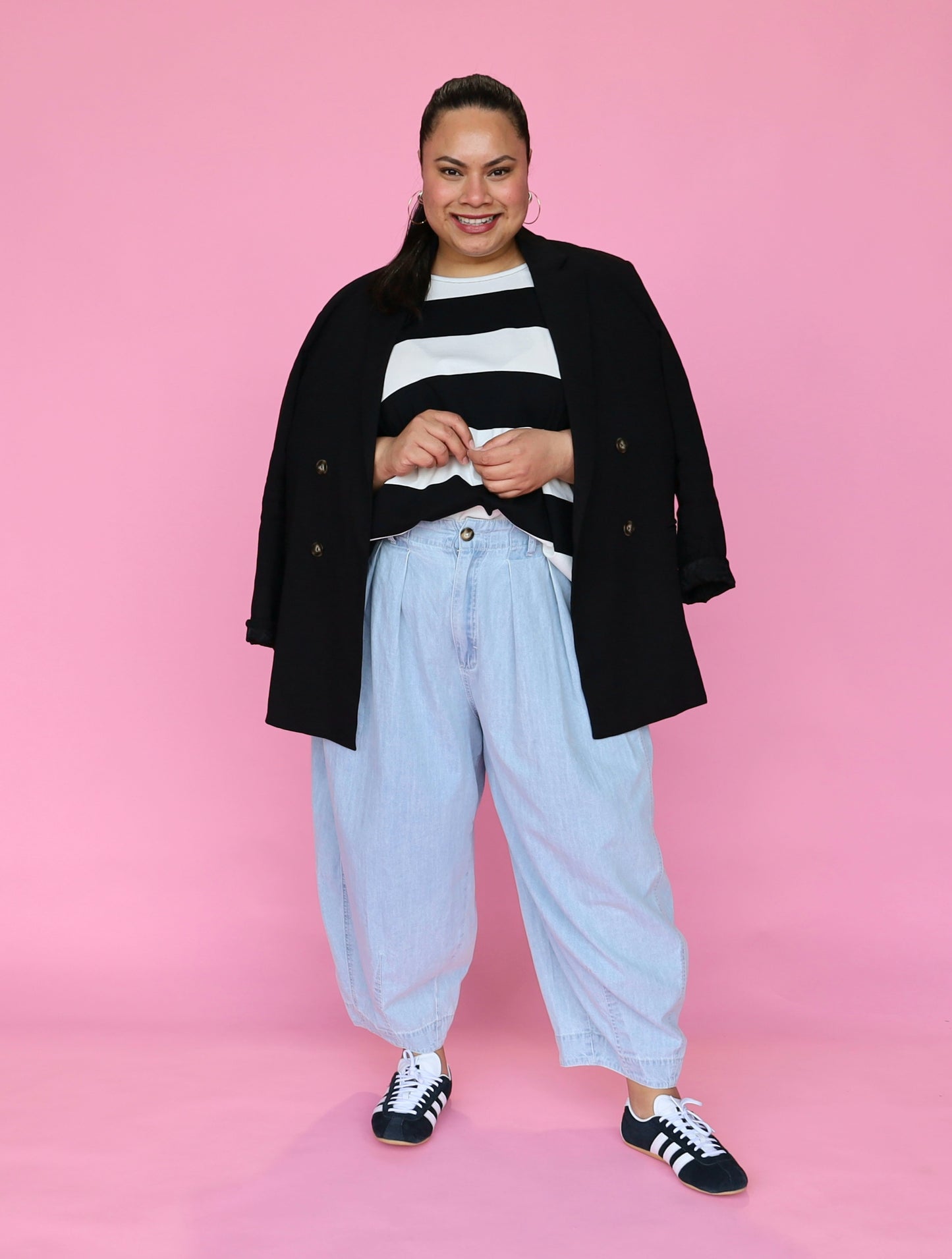 Just A Girl Tee - Black Stripe