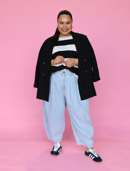 Just A Girl Tee - Black Stripe
