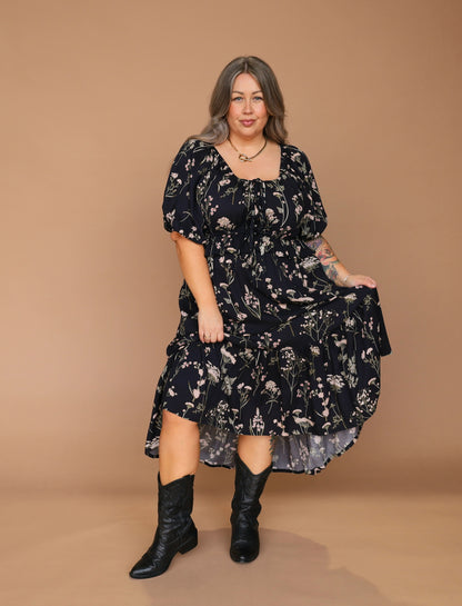 Aria Dress - Black Wildflower