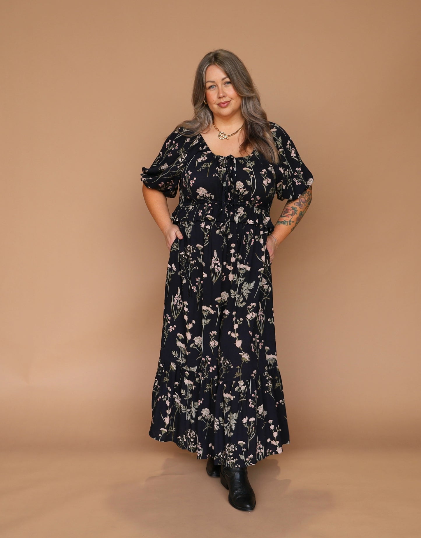 Aria Dress - Black Wildflower