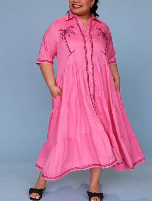 Jacquie Dress - Pink Palm