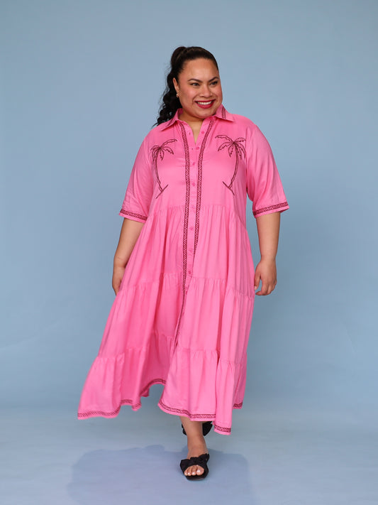 Jacquie Dress - Pink Palm