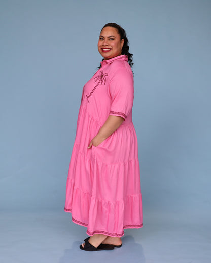 Jacquie Dress - Pink Palm