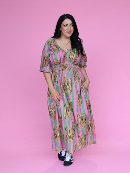 Peyton Dress - Sorbet Tibetan Tiger