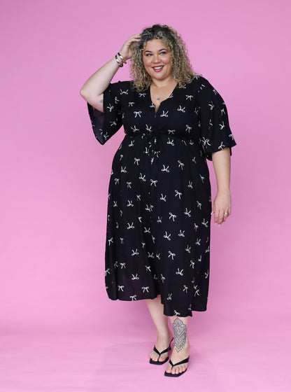 Juney Dress - Black Bow