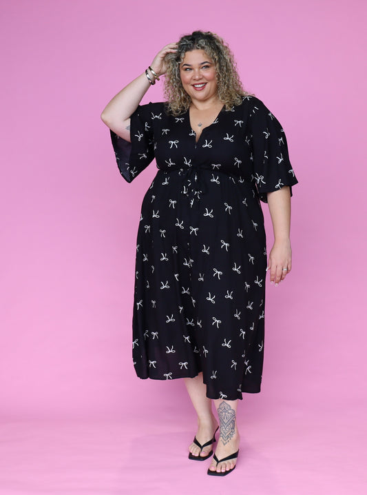 Juney Dress - Black Bow