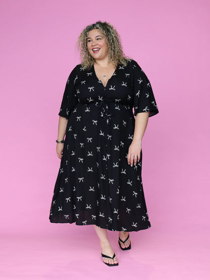 Juney Dress - Black Bow