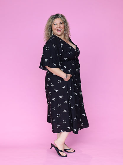 Juney Dress - Black Bow