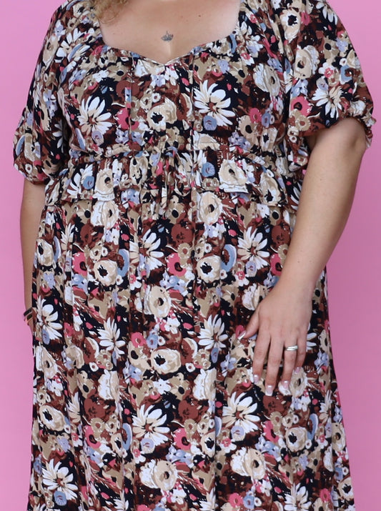 Aria Dress - Floral Latte