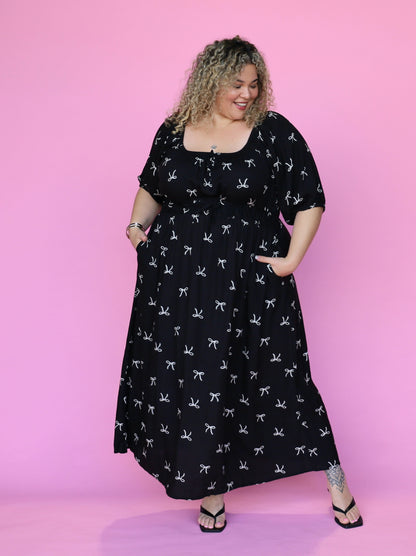 Tabitha Dress - Black Bow