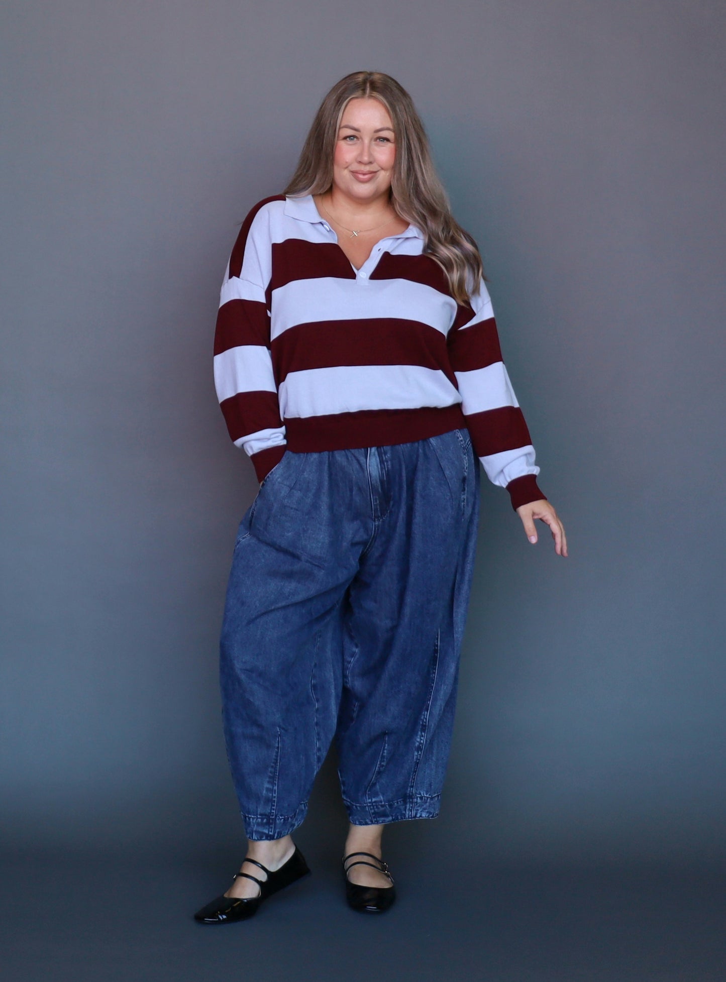 Lauren Knitted Polo - Sky - Isla-Maree