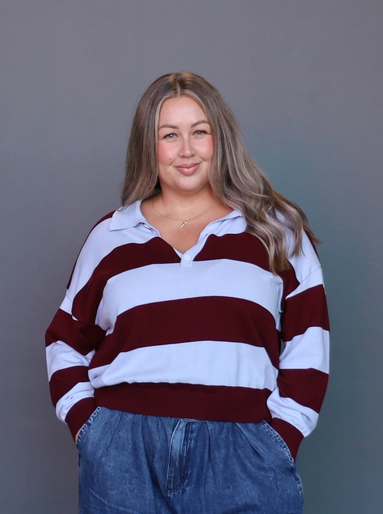 Lauren Knitted Polo - Sky - Isla-Maree