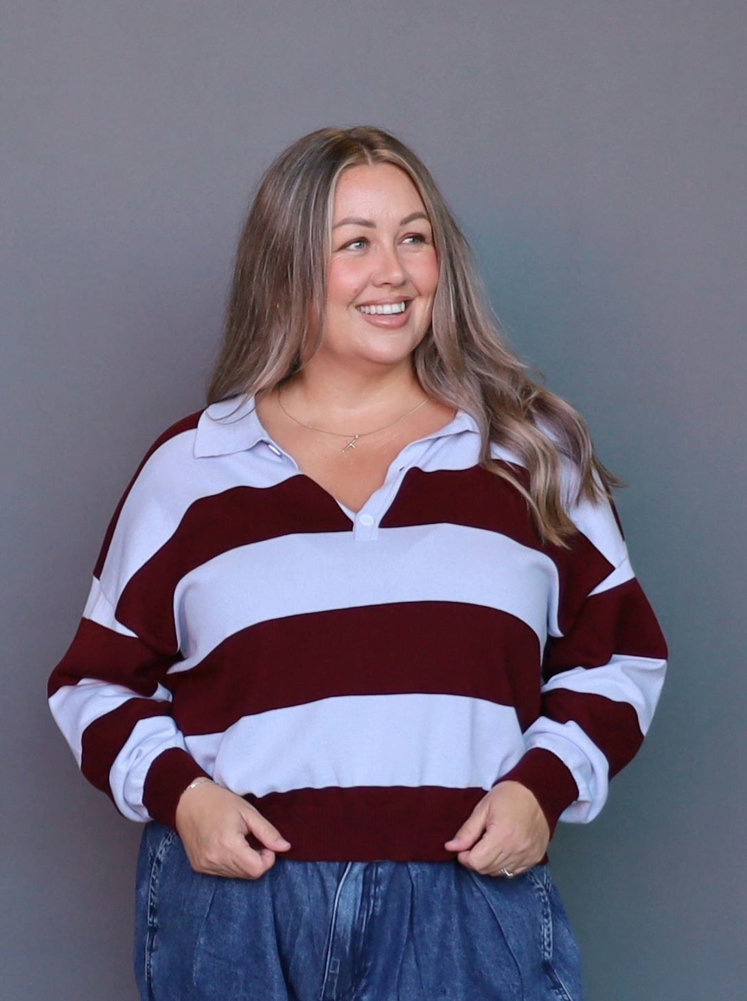 Lauren Knitted Polo - Sky - Isla-Maree