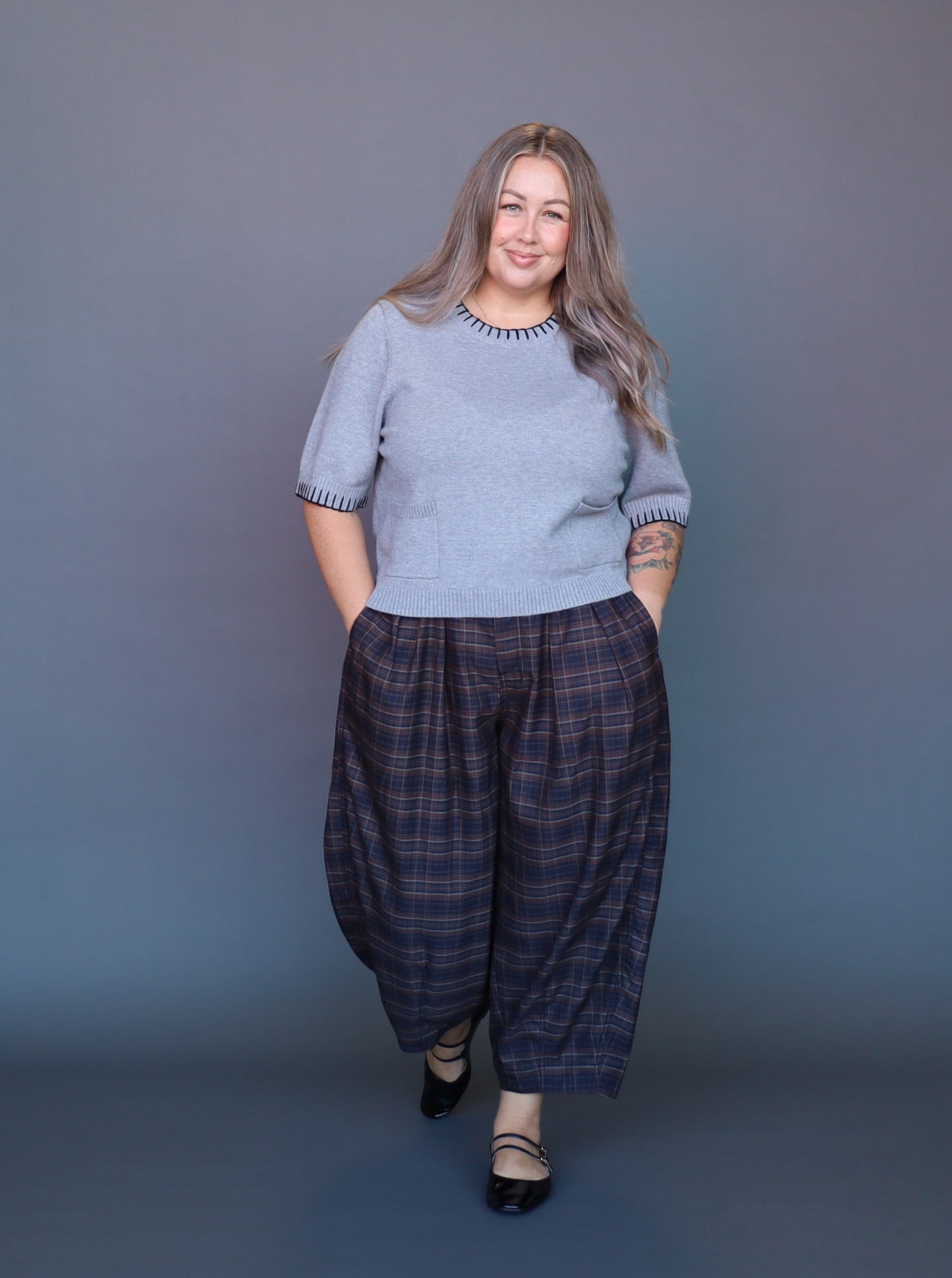 Polly Top - Grey Marle