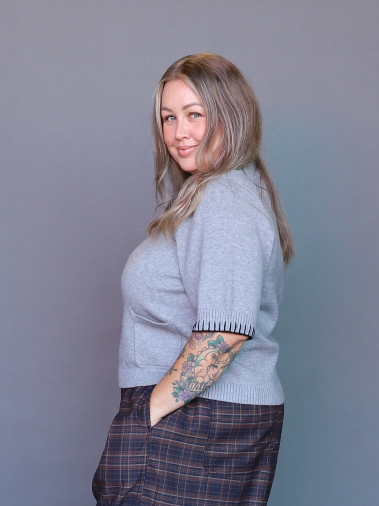 Polly Top - Grey Marle