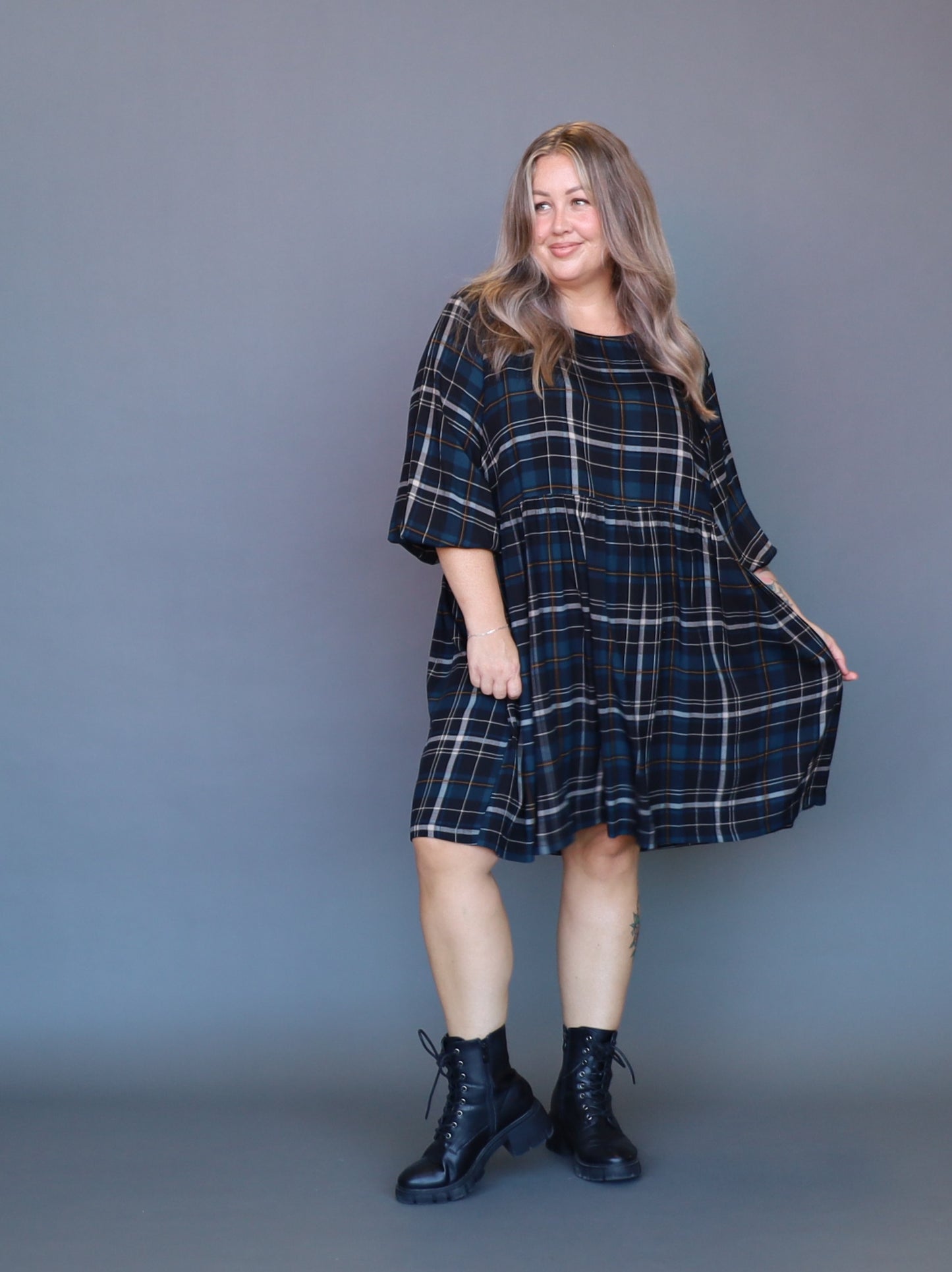 Willow Dress - Teal Tartan - Isla-Maree