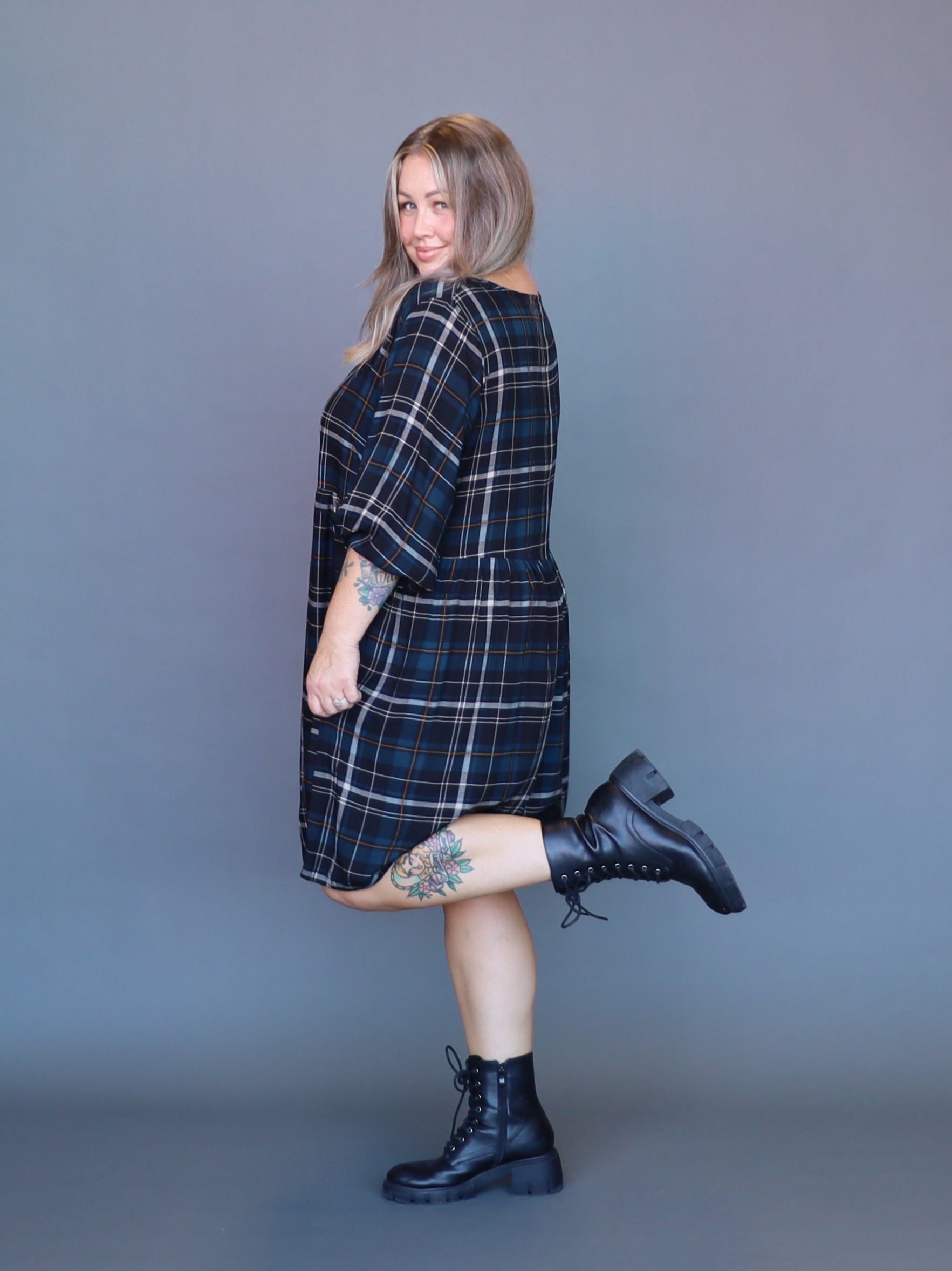 Willow Dress - Teal Tartan - Isla-Maree