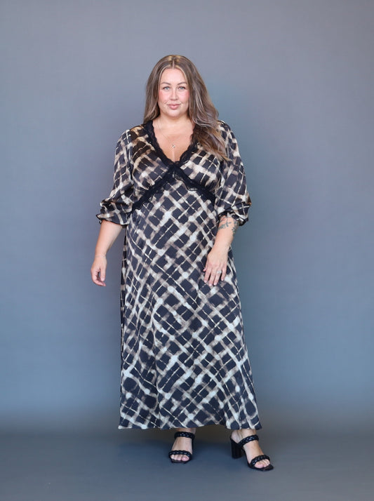 Carly Dress - Latte Checks - Isla-Maree