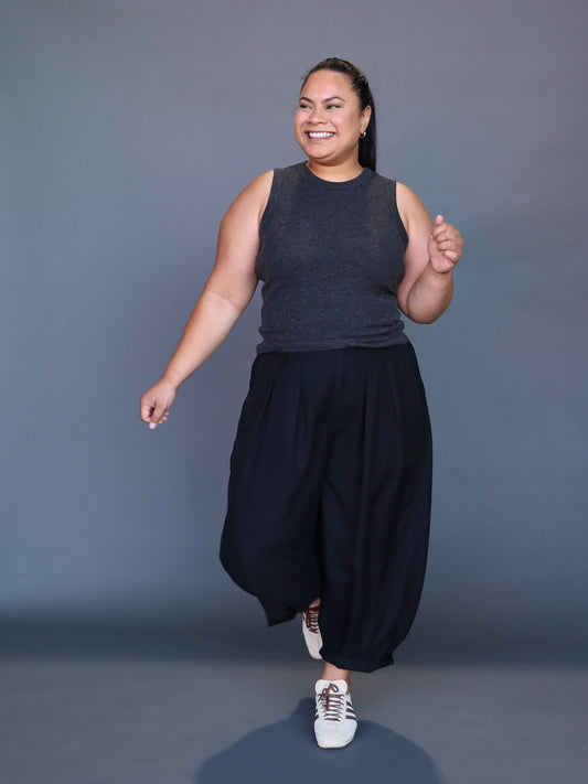 Ribbed Tank - Charcoal