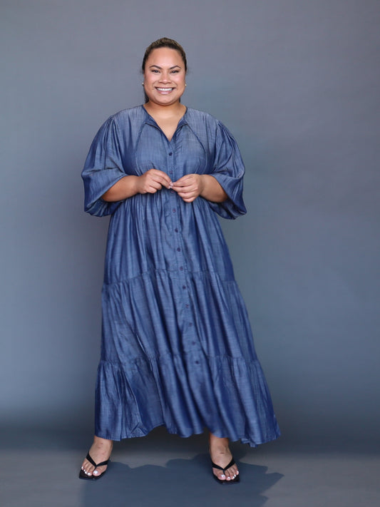 Laura Maxi Dress - Dark Chambray - Isla-Maree