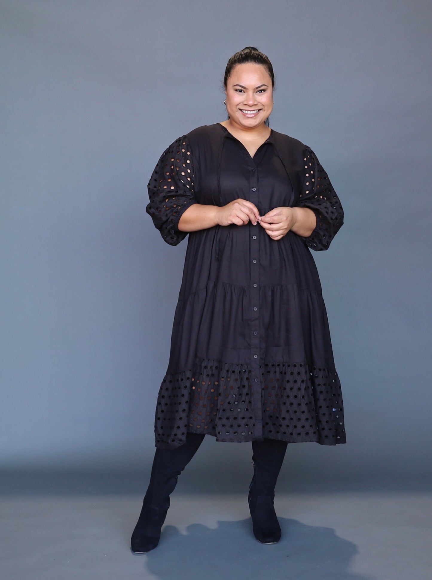 Laura Midi Dress - Black - Isla-Maree