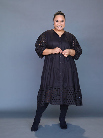 Laura Midi Dress - Black - Isla-Maree