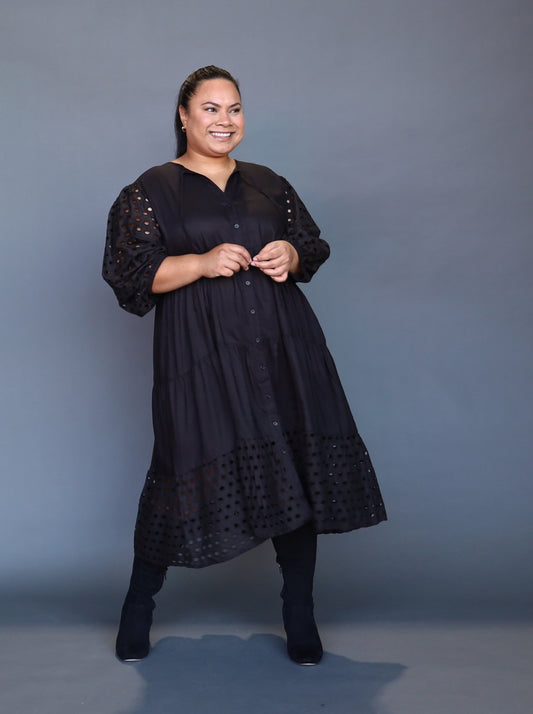 Laura Midi Dress - Black - Isla-Maree