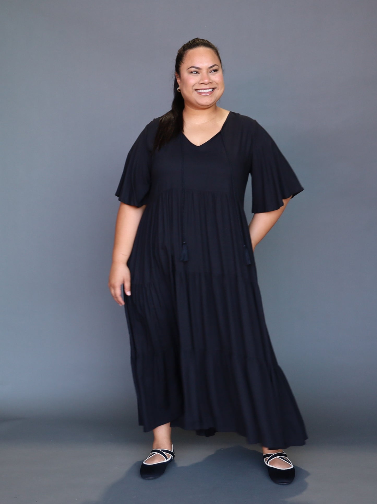 Florence Dress Short Sleeve - Black - Isla-Maree