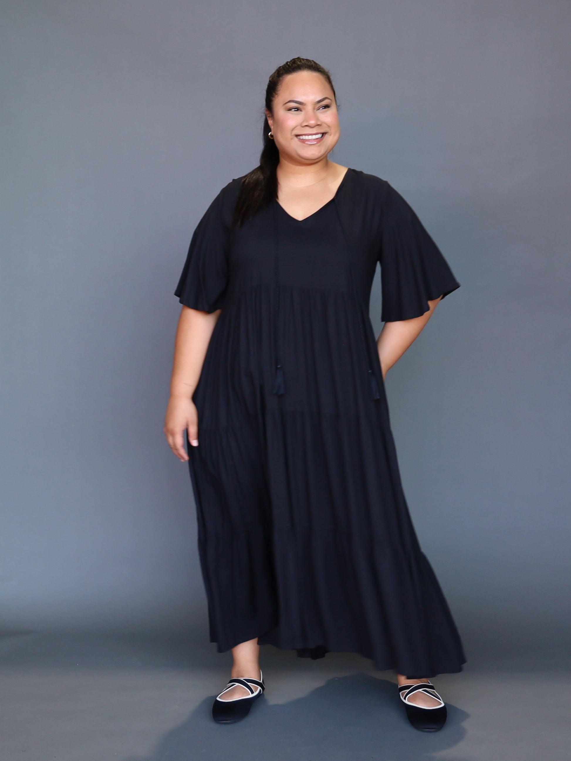 Florence Dress Short Sleeve - Black - Isla-Maree