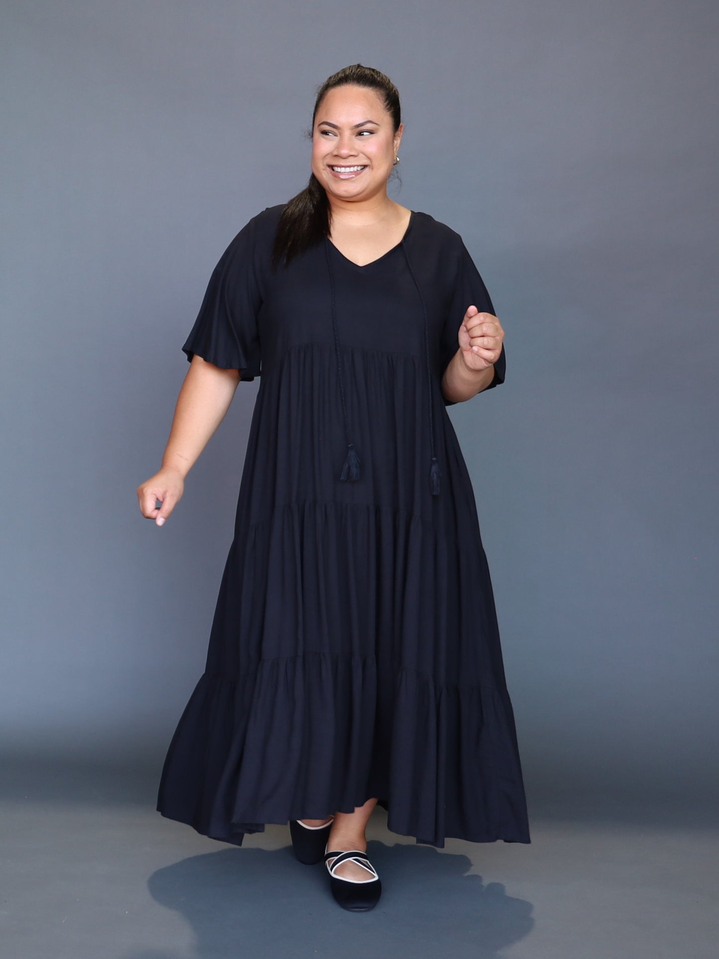 Florence Dress Short Sleeve - Black - Isla-Maree