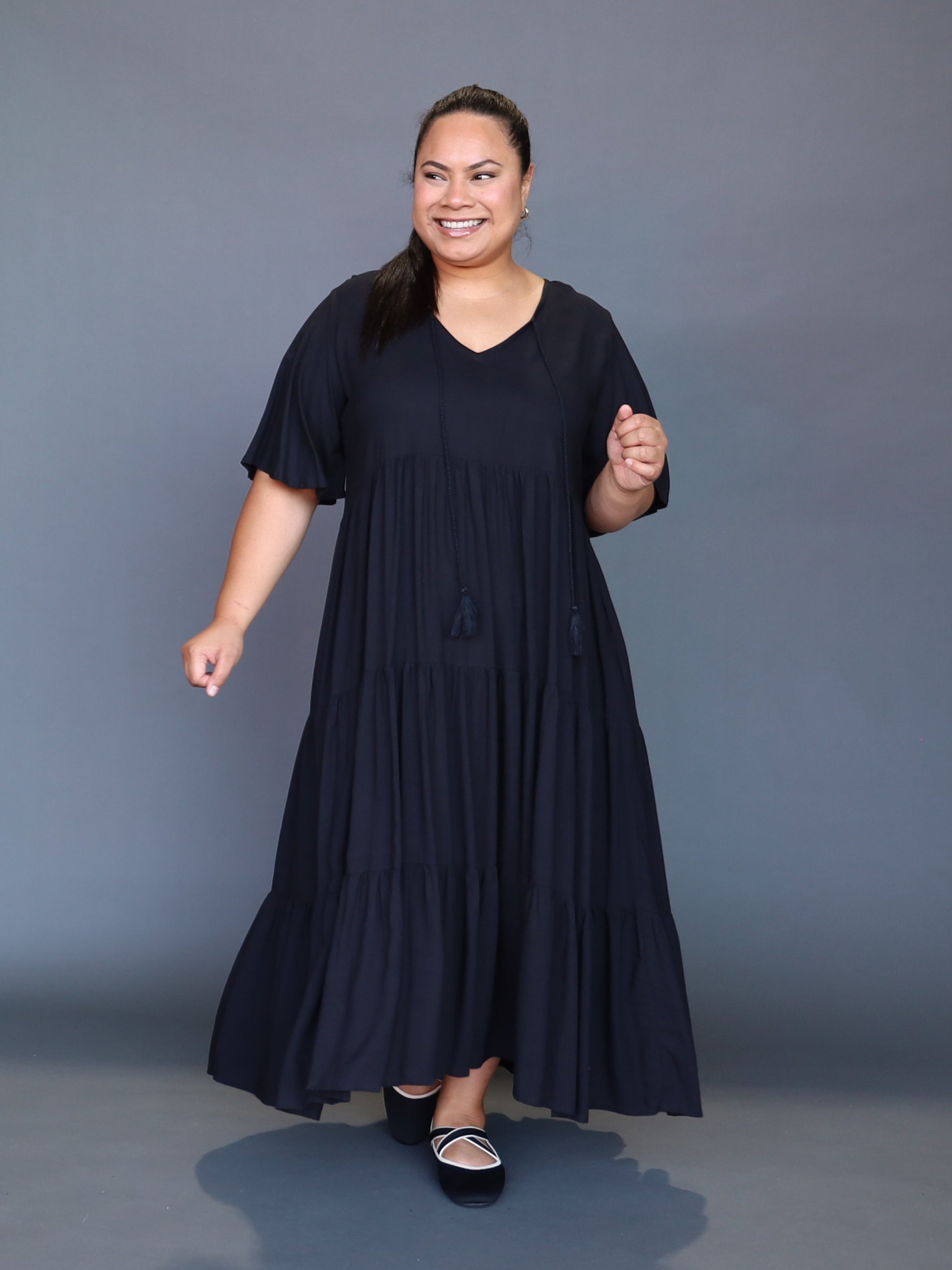 Florence Dress Short Sleeve - Black - Isla-Maree