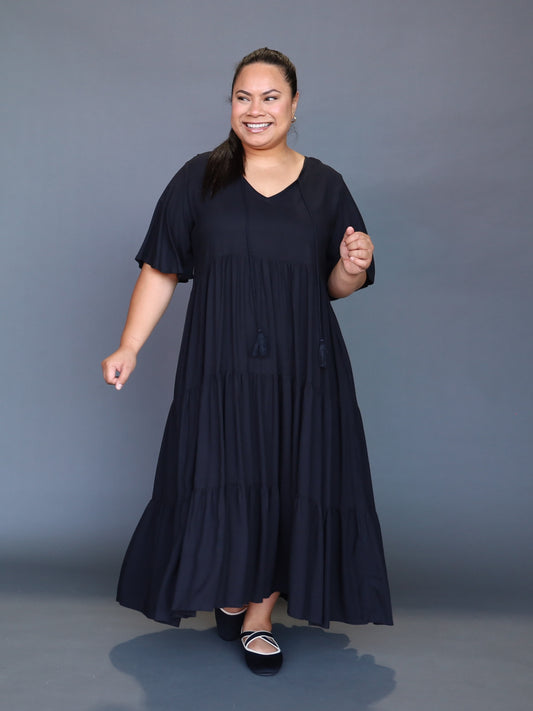 Florence Dress Short Sleeve - Black - Isla-Maree