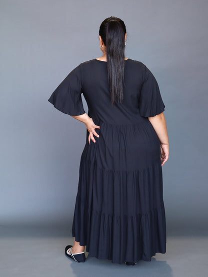 Florence Dress Short Sleeve - Black - Isla-Maree