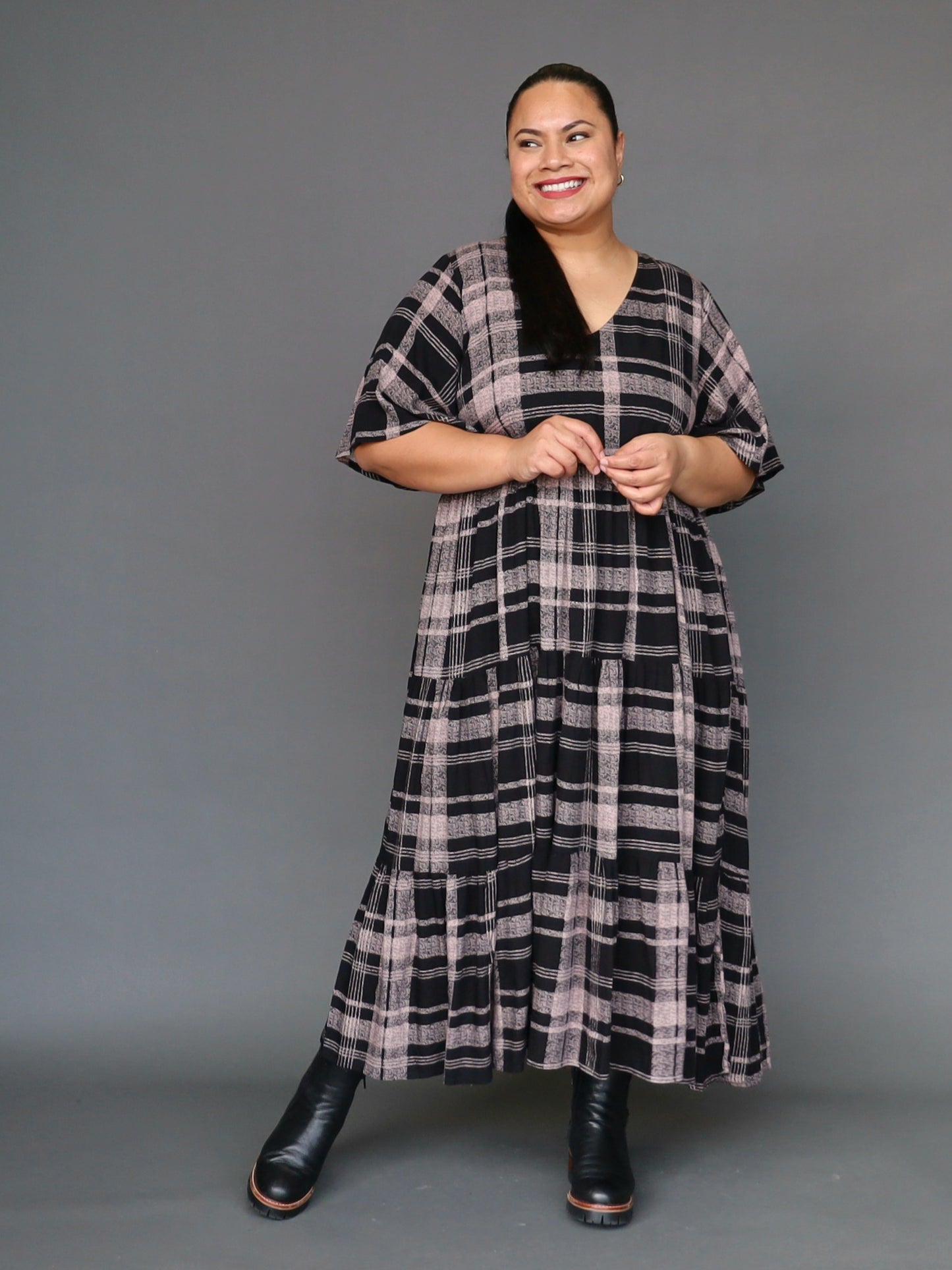 Florence Dress  - Mocha Tartan - Isla-Maree