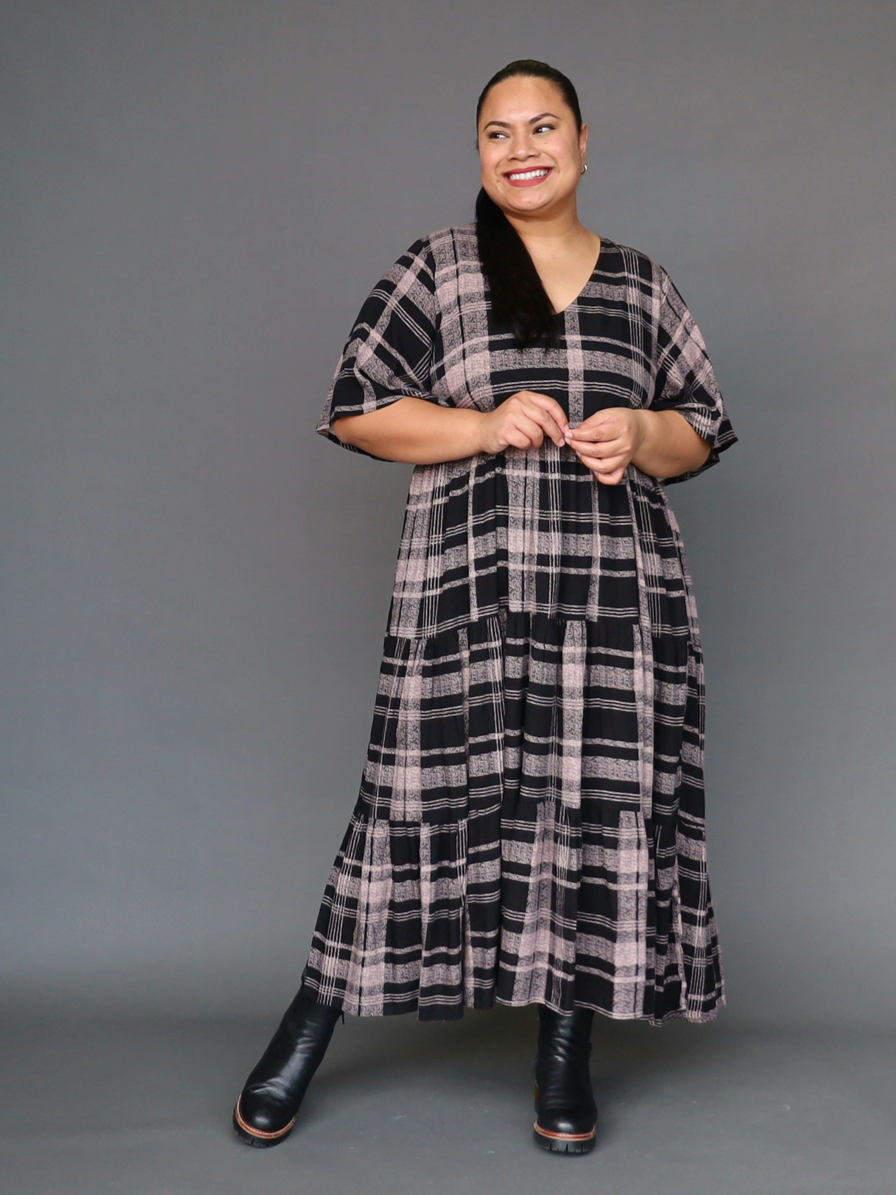 Florence Dress  - Mocha Tartan - Isla-Maree