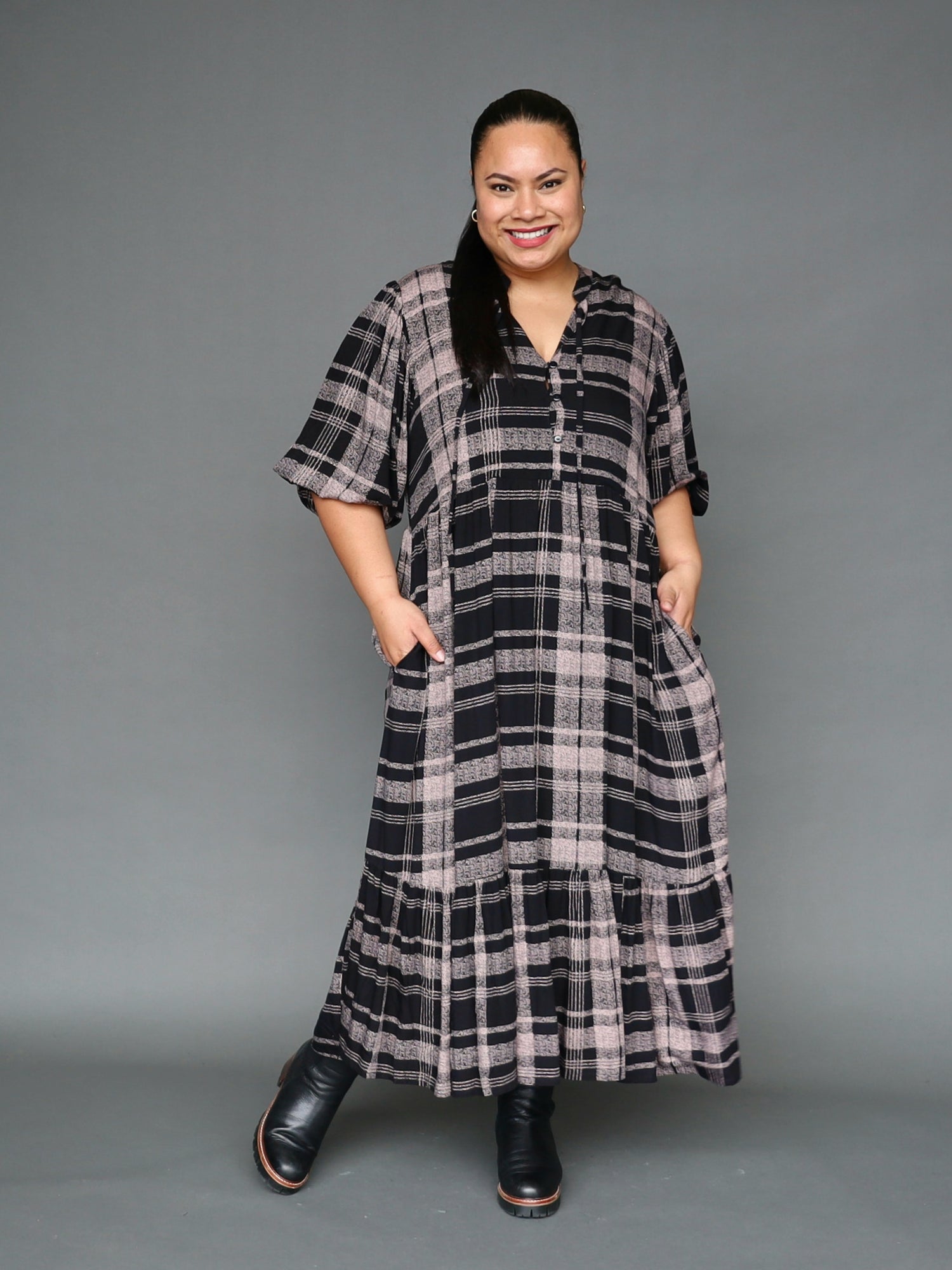 Delilah Dress - Mocha Tartan - Isla-Maree