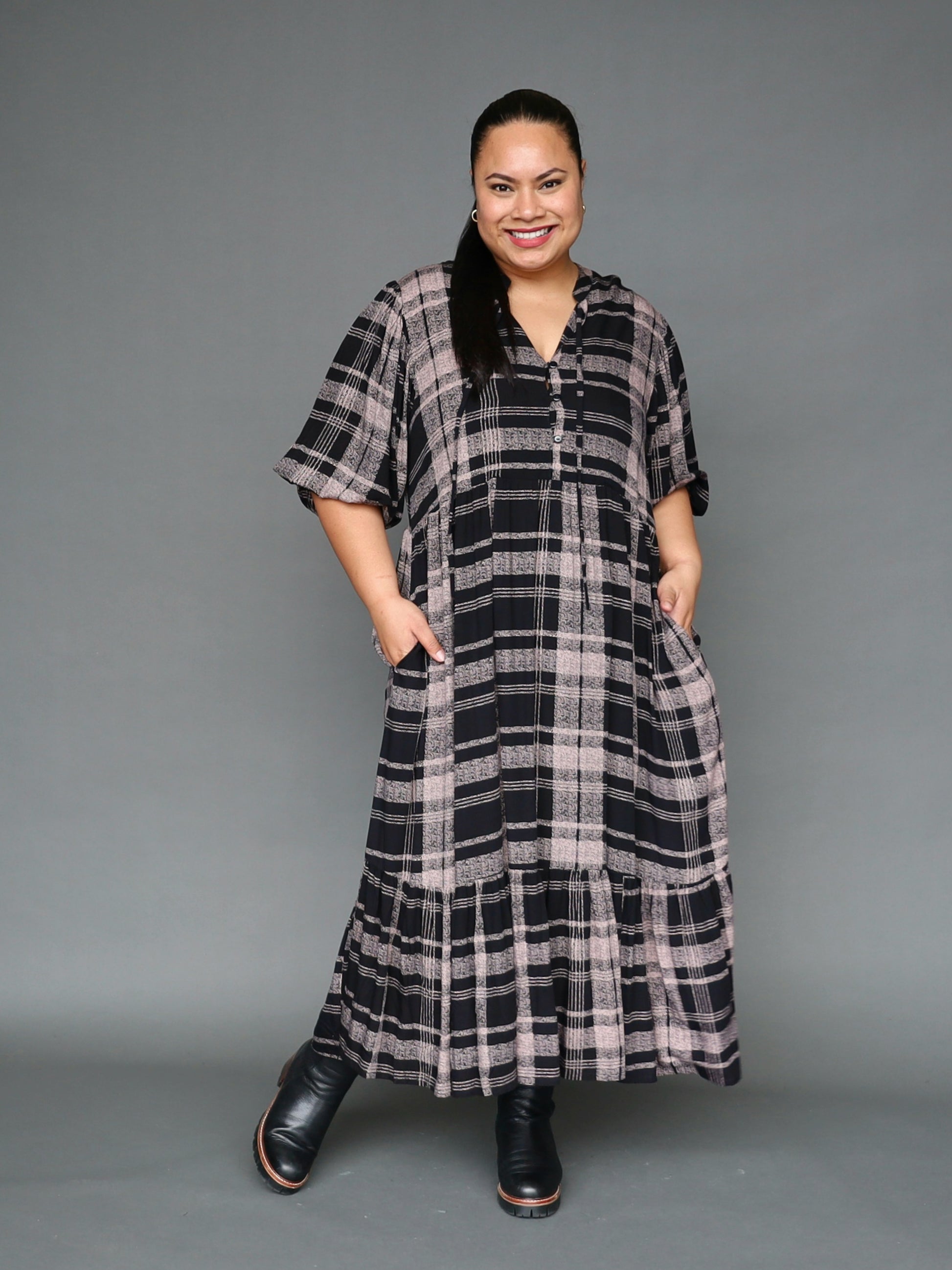 Delilah Dress - Mocha Tartan - Isla-Maree