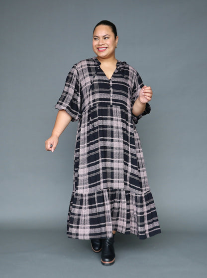 Delilah Dress - Mocha Tartan - Isla-Maree