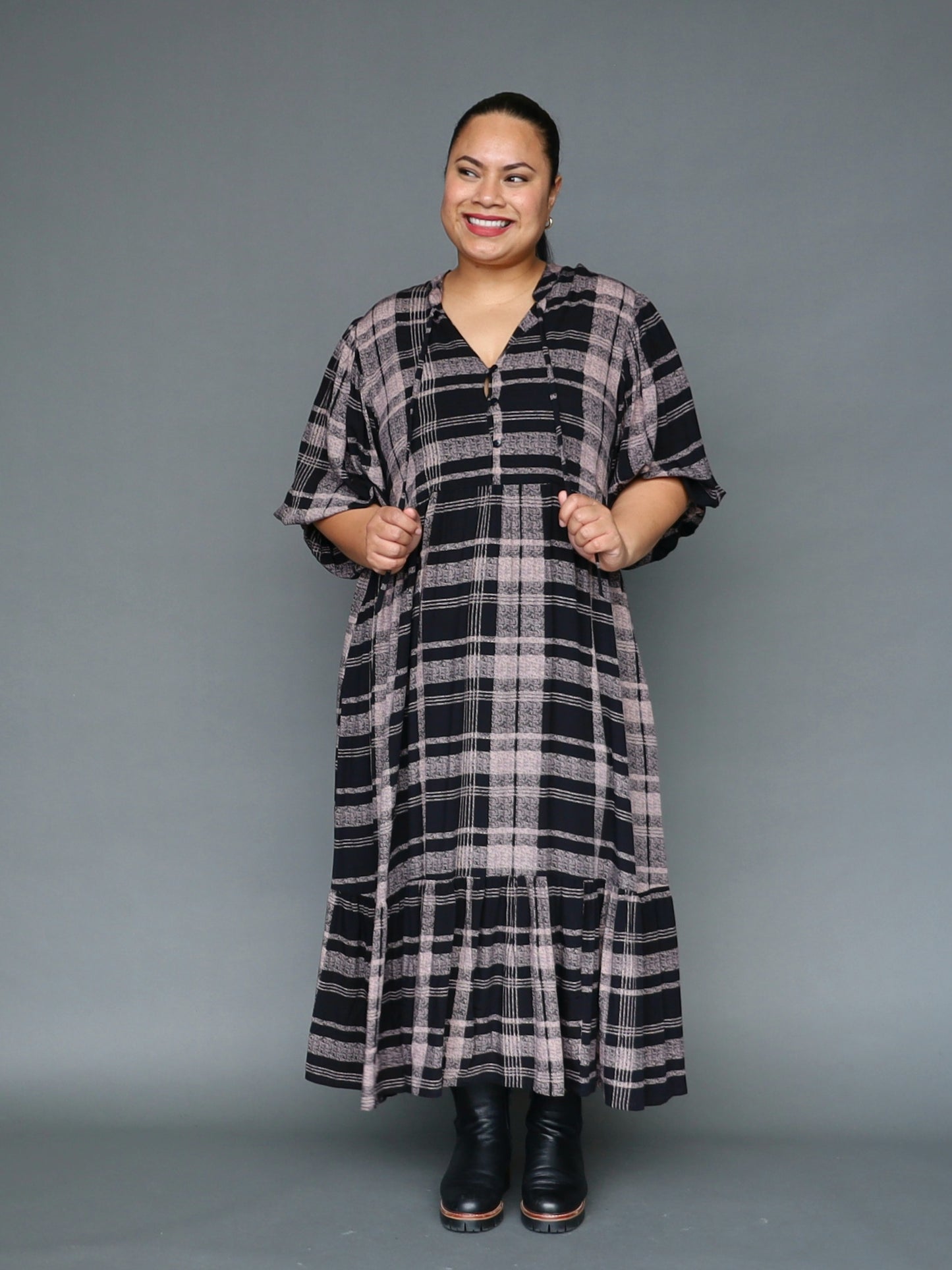 Delilah Dress - Mocha Tartan - Isla-Maree