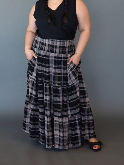 Ava Skirt - Mocha Tartan