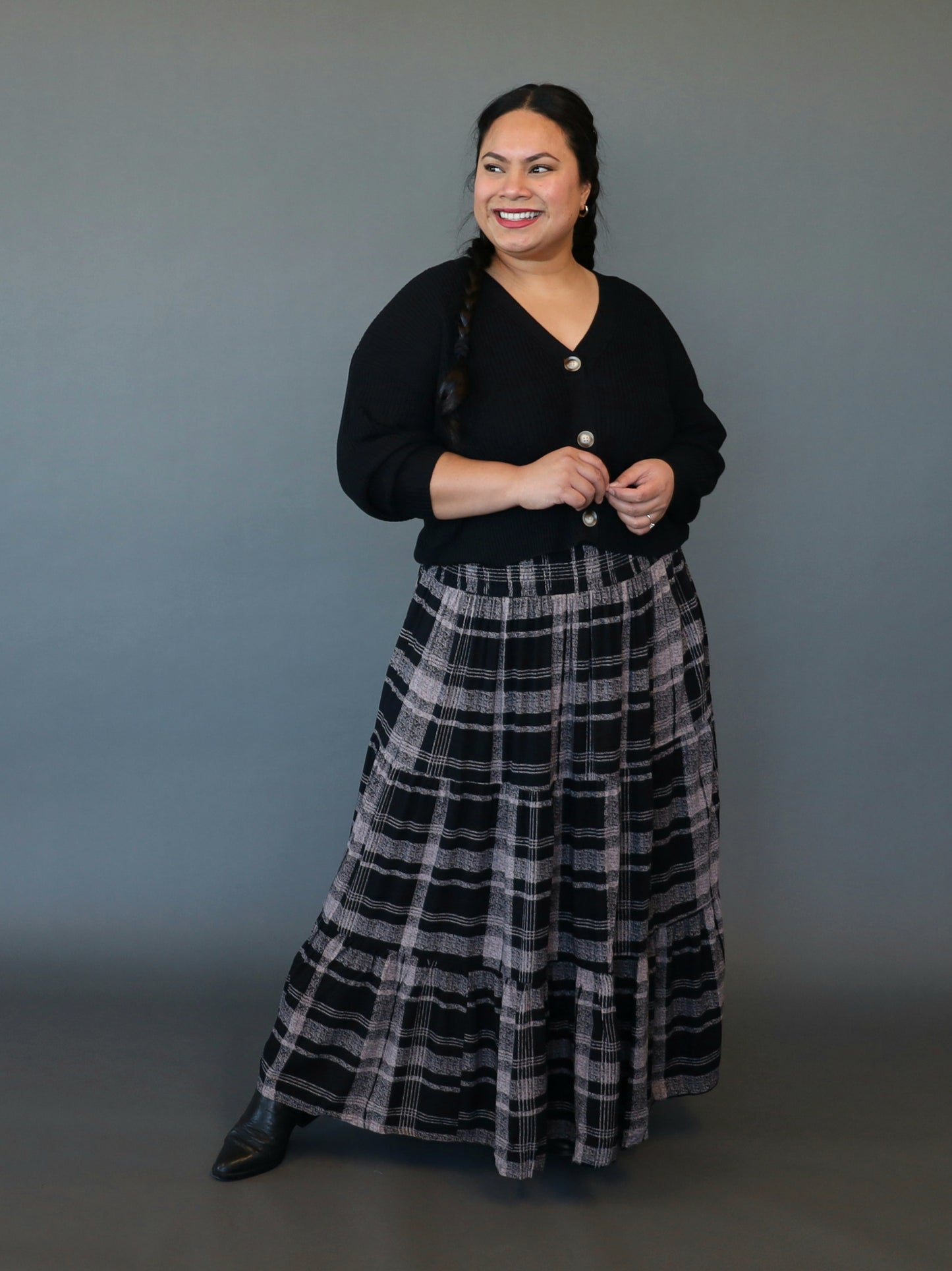Ava Skirt - Mocha Tartan