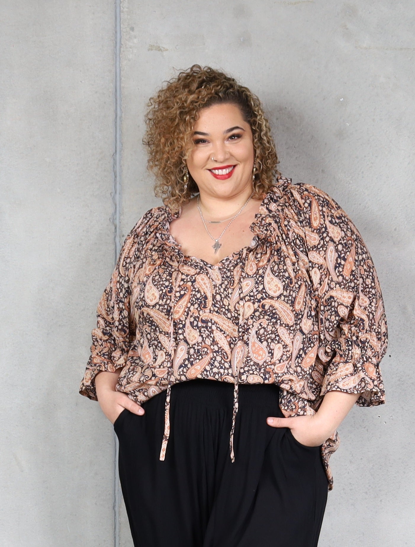 Sophia Blouse - Tan Paisley
